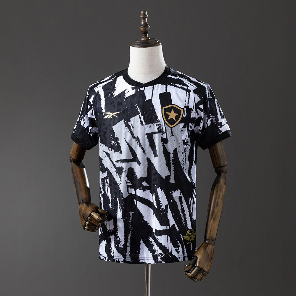 Camisola Botafogo-RJ 2025-26 Alternativa Preta/Branca Lisa Versão Adepto