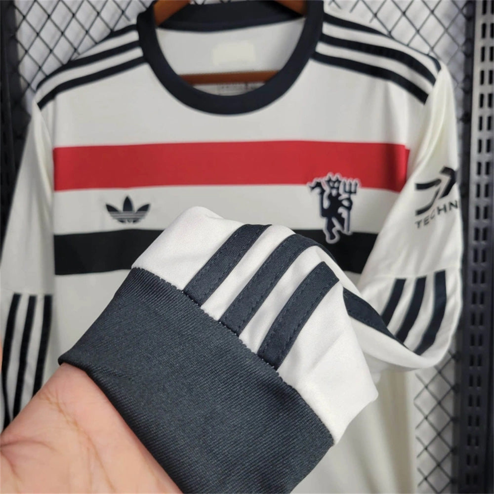 Camisola Manga Comprida M-United 2024-25 Alternativa Branca Versão Adepto