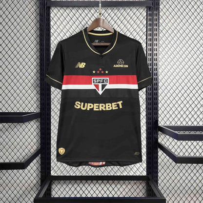 Camisola São Paulo FC 2025-26 Alternativa Preta Versão Adepto Todos Patrocinadores