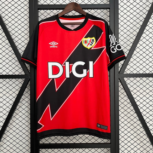Camisola Rayo Vallecano 2025-26 Alternativa Vermelha Versão Adepto