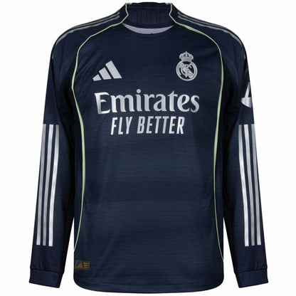 Camisola Manga Comprida Real Madrid CF 2025-26 Alternativa Azul Escura Versão Adepto