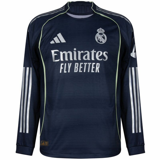 Camisola Manga Comprida Real Madrid CF 2025-26 Alternativa Azul Escura Versão Adepto