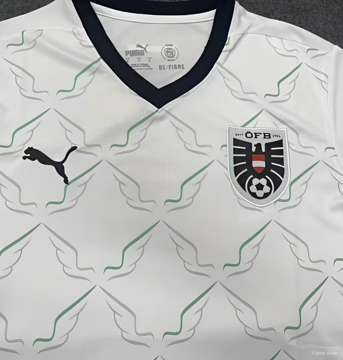 Camisola Austria 2024 Alternativa Branca Versão Adepto