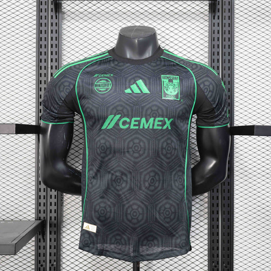 Camisola Tigres UANL 2025-26 Alternativa Preta Versão Jogador