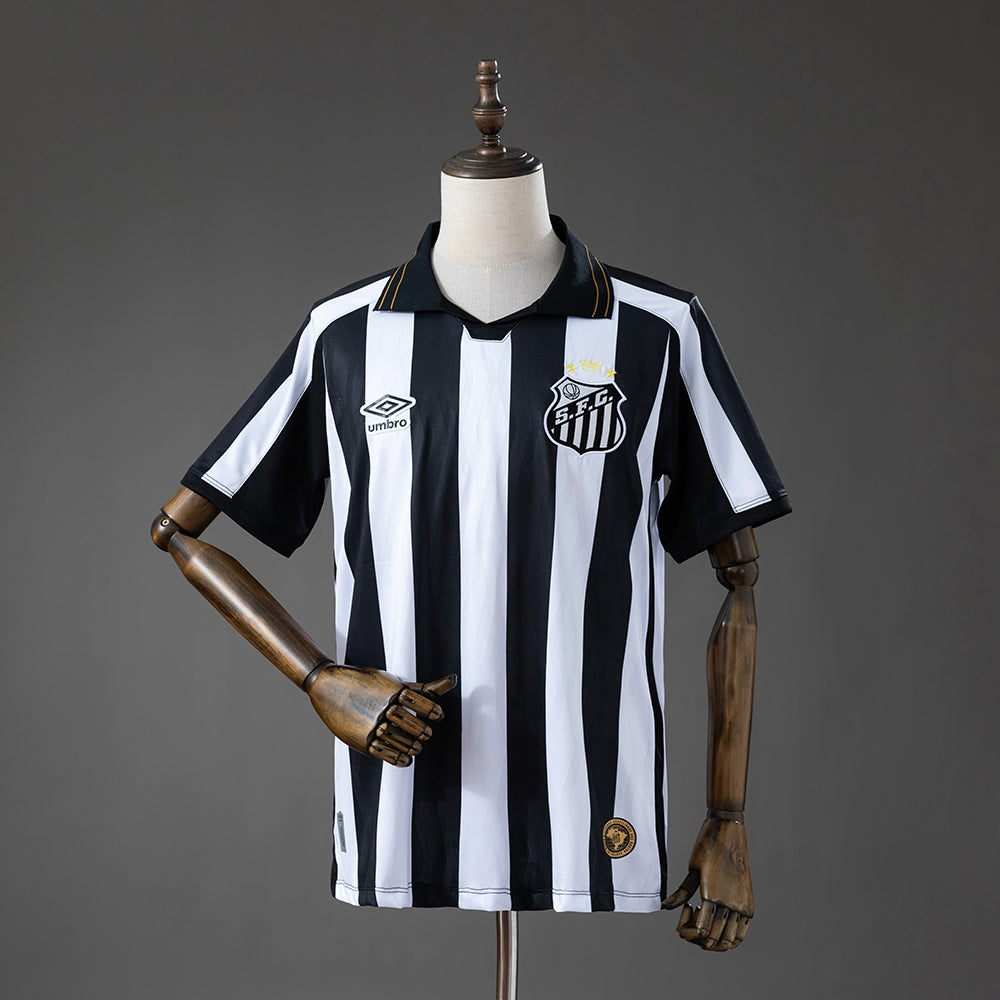 Camisola Santos FC 2026-27 Alternativa Preta/Branca Lisa Versão Adepto