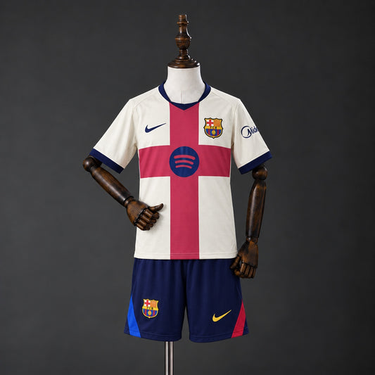 Kit Criança FC Barcelona 2026-27 Alternativo Creme
