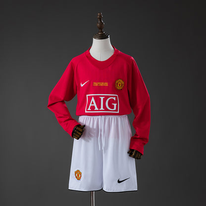 Kit Criança Manga Comprida M-UNITED 2007-08 Principal Final UCL