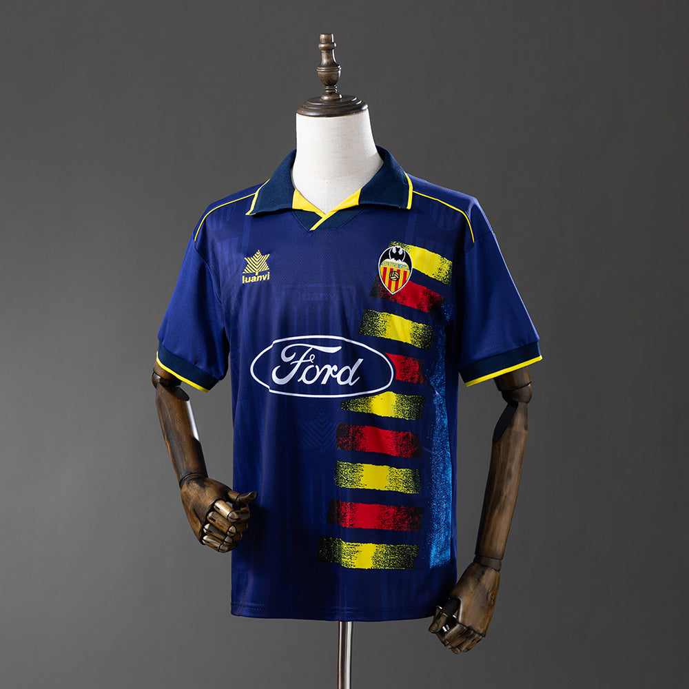 Camisola Valencia FC 1996-97 Alternativa Azul Versão Adepto