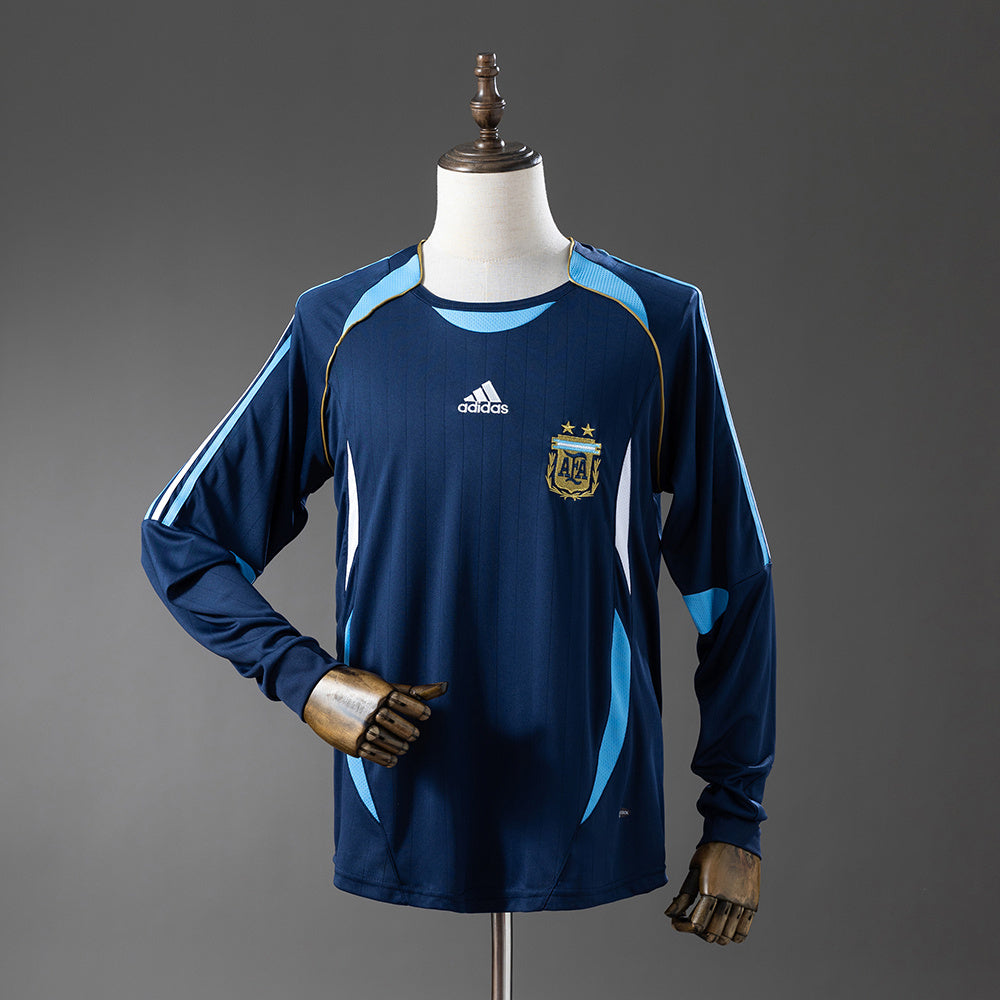 Camisola Manga Comprida Argentina 2006 Alternativa Azul Versão Adepto