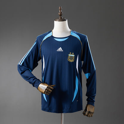 Camisola Manga Comprida Argentina 2006 Alternativa Azul Versão Adepto