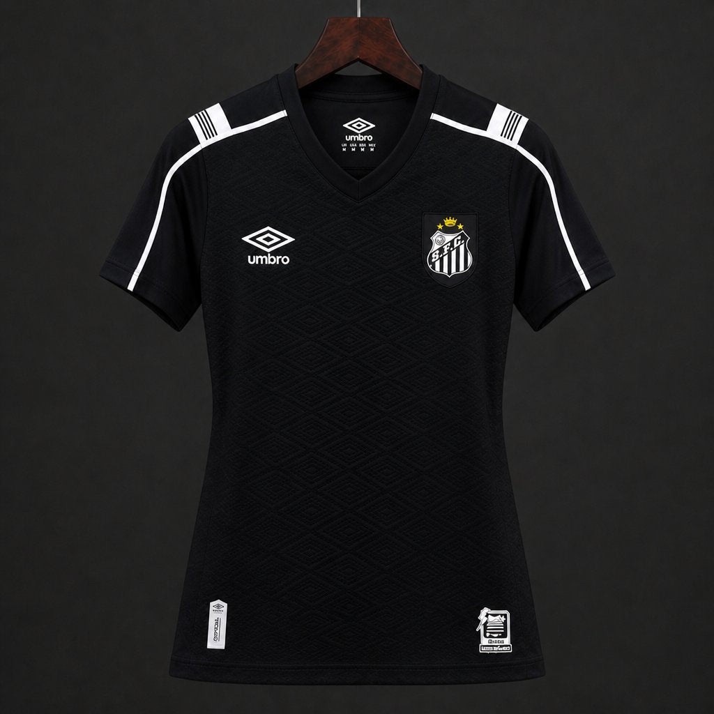 Camisola Santos FC 2026-27 Alternativa Preta Lisa Versão Mulher
