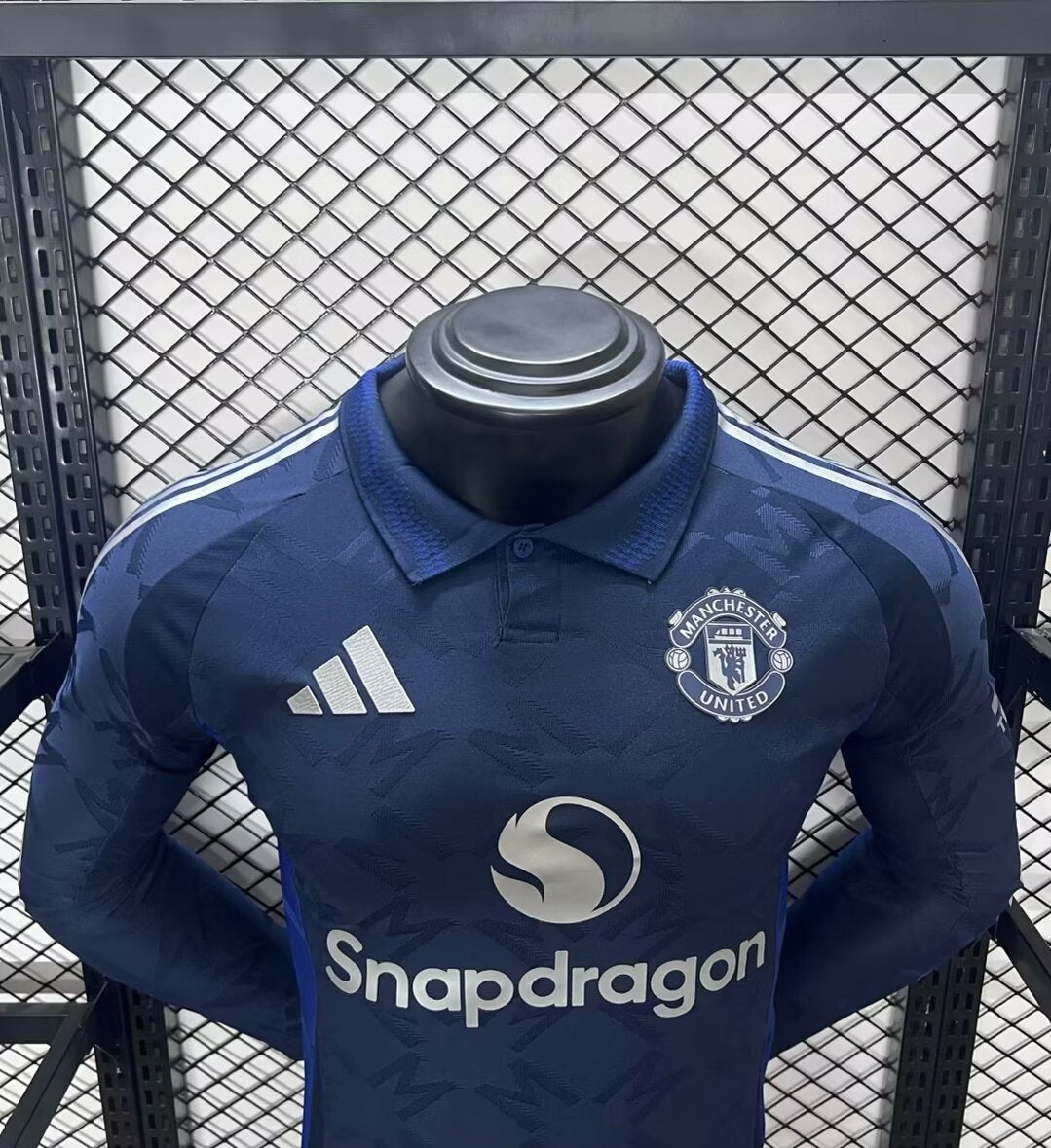 Camisola Manga Comprida M-United 2024-25 Alternativa Azul Versão Jogador