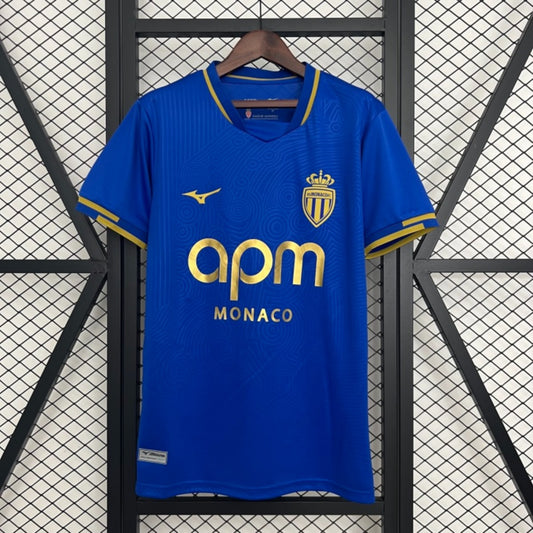 Camisola AS Monaco 2025-26 Alternativa Azul Versão Adepto