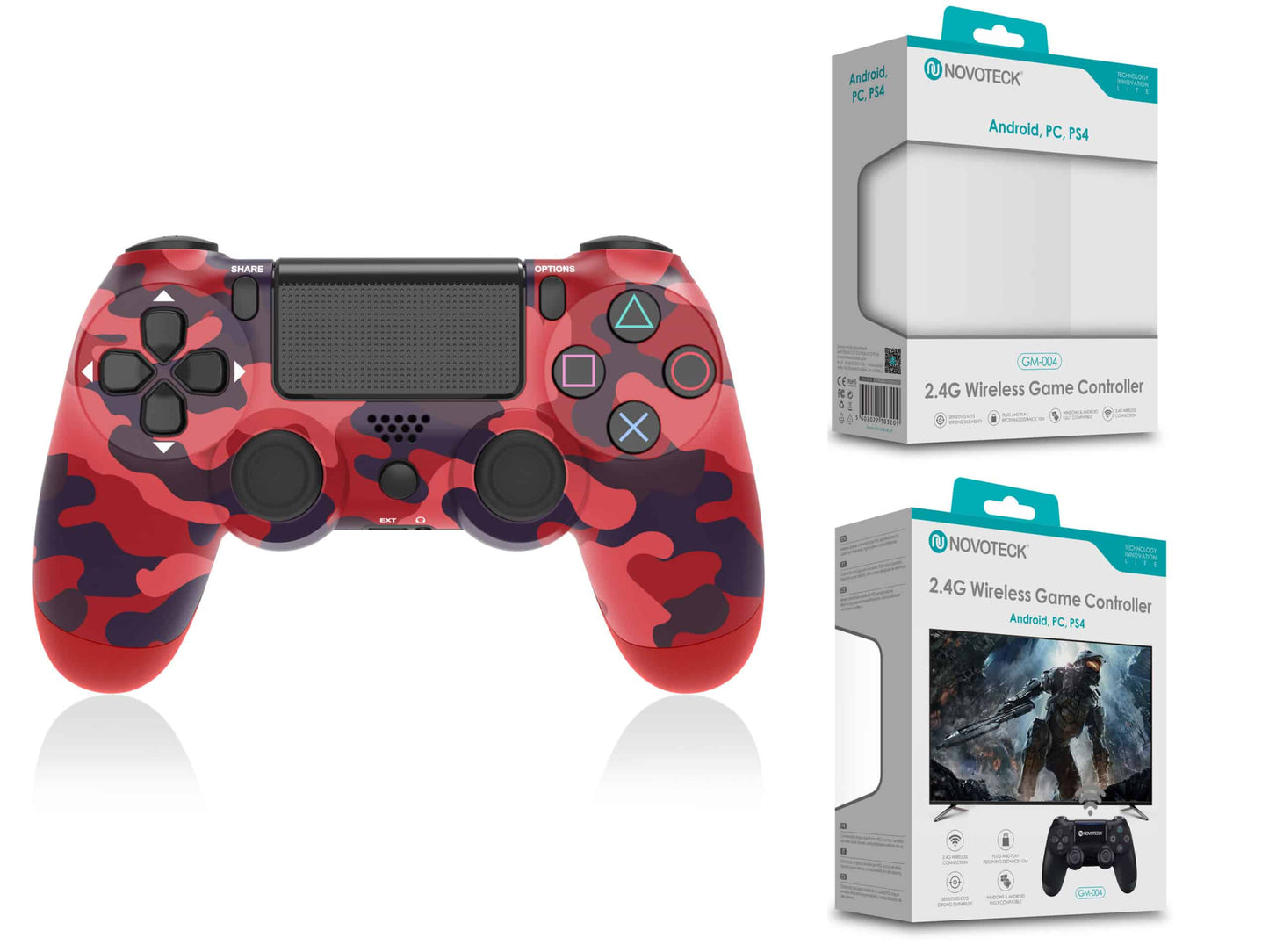 Comando Jogo PS4-PC-Android Tropa Vermelho Sem Fio 2.4G GM-004 (Entrega Imediata)