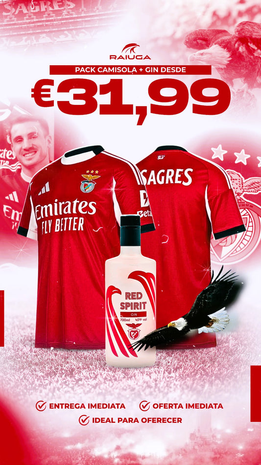 Pack GIN + Camisola S.L.B. 2025-26 Principal Versão Adepto (Entrega Imediata)
