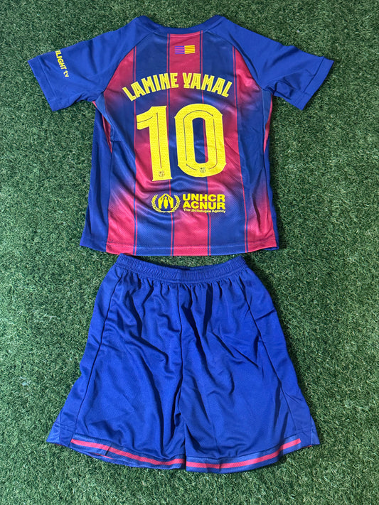 Kit Criança FC Barcelona 2025-26 Principal LAMINE YAMAL #10 (Entrega Imediata)