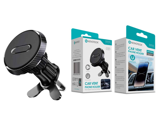 Suporte Magnético Novoteck Z-057 para Ventilação de Carro – Fibra de Carbono, Rotação 360º, Ultra-Aderente (Entrega Imediata)