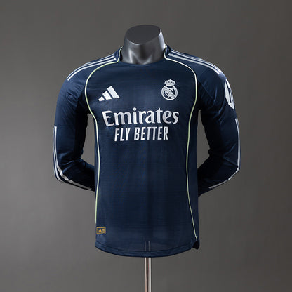 Camisola Manga Comprida Real Madrid CF 2025-26 Alternativa Azul Escura Versão Jogador
