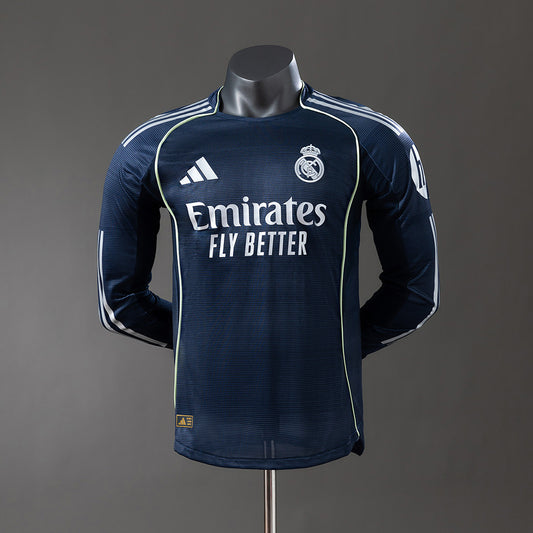 Camisola Manga Comprida Real Madrid CF 2025-26 Alternativa Azul Escura Versão Jogador