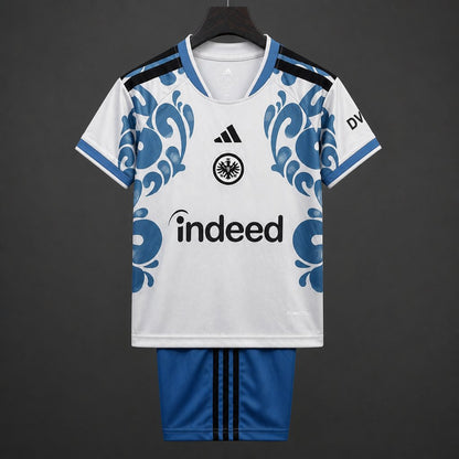 Kit Criança SG Eintracht Frankfurt 2026-27 Alternativo Branco/Azul