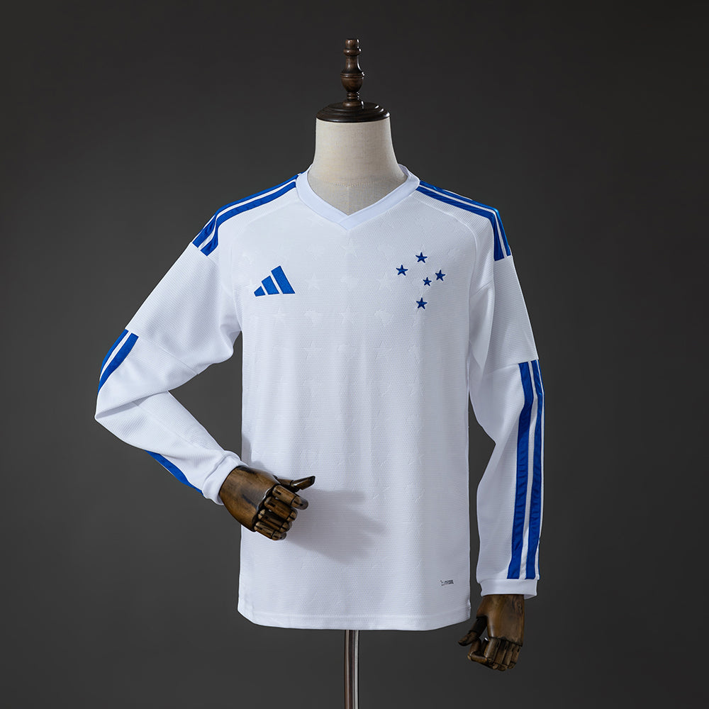 Camisola Manga Comprida Cruzeiro EC 2026-27 Alternativa Branca Lisa Versão Adepto