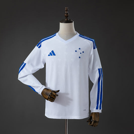 Camisola Manga Comprida Cruzeiro EC 2026-27 Alternativa Branca Lisa Versão Adepto