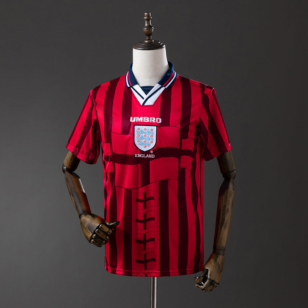 Camisola Inglaterra 1998 Alternativa Vermelha Versão Adepto
