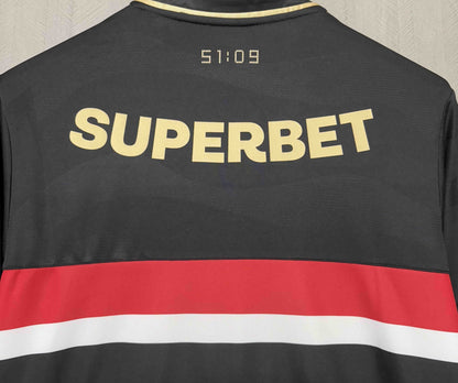 Camisola São Paulo FC 2025-26 Alternativa Preta Versão Adepto Todos Patrocinadores