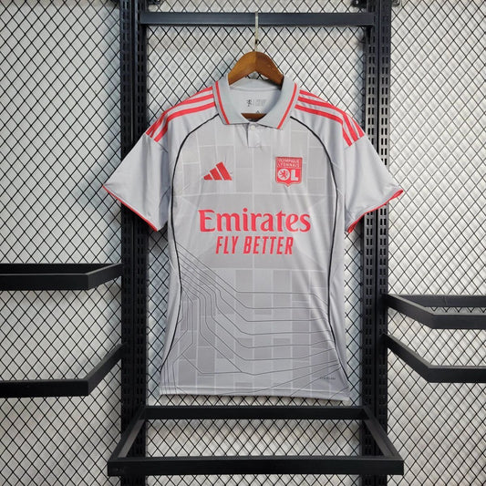 Camisola Olympique Lyon 2025-26 Alternativa Cinzenta Versão Adepto