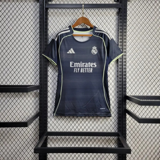 Camisola Real Madrid CF 2025-26 Alternativa Azul Esucura Versão Mulher