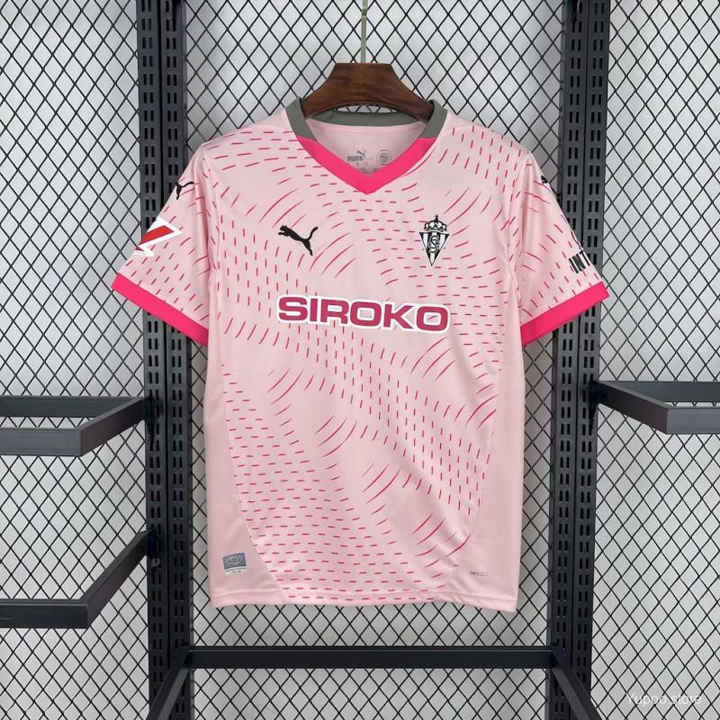 Camisola Real Sporting de Gijón 2024-25 Alternativa Rosa Versão Adepto