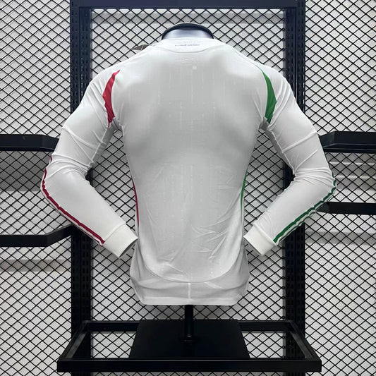 Camisola Manga Comprida Italia 2024 Alternativa Branca Versão Jogador