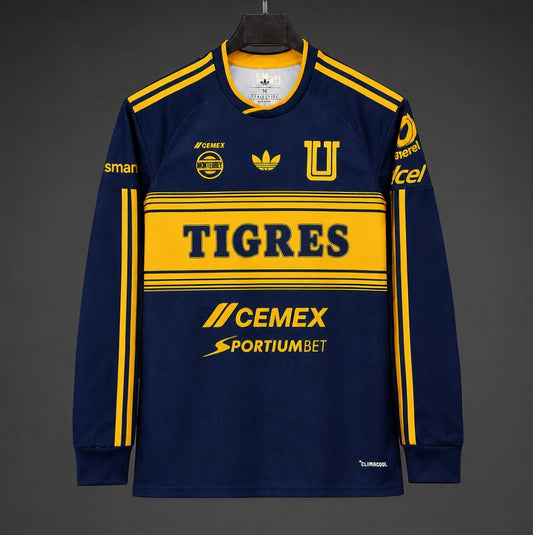 Camisola Manga Comprida Tigres UANL 2026-27 Alternativa Azul Versão Adepto
