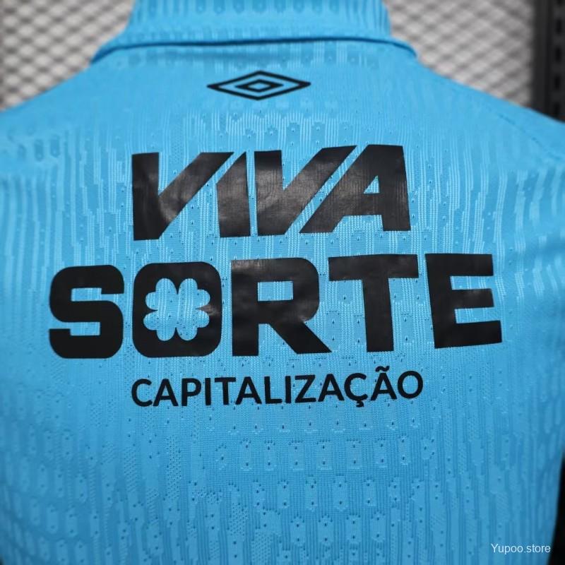 Camisola Santos FC 2025-26 Alternativa Azul Versão Jogador Todos Patrocinadores