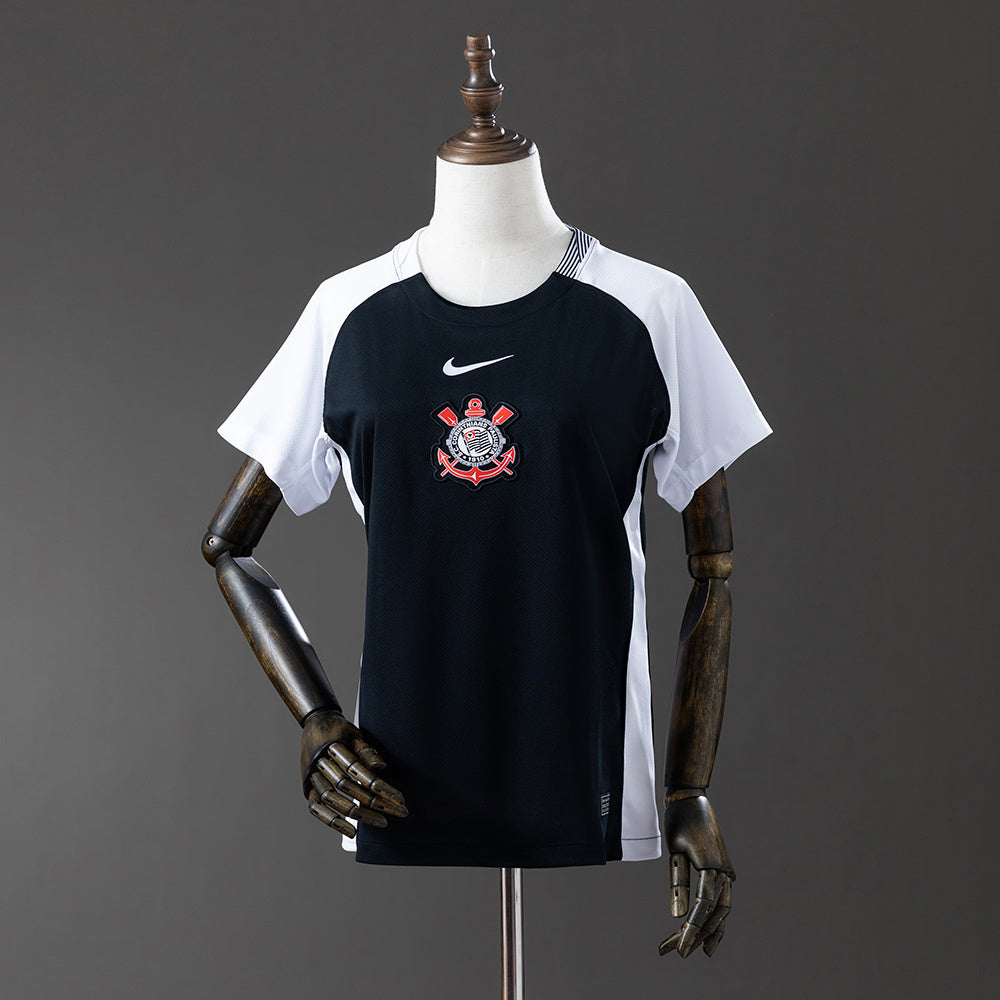 Camisola SC Corinthians 2025-26 Alternativa Preta Lisa Versão Mulher