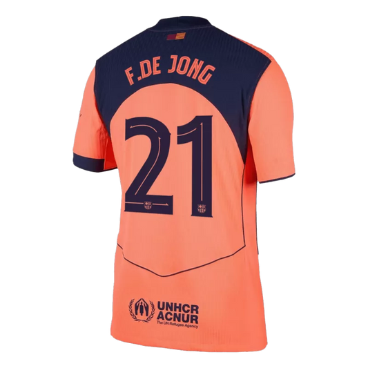 Camisola FC Barcelona 2025-26 Alternativa Laranja UCL Versão Adepto F.DE JONG #21