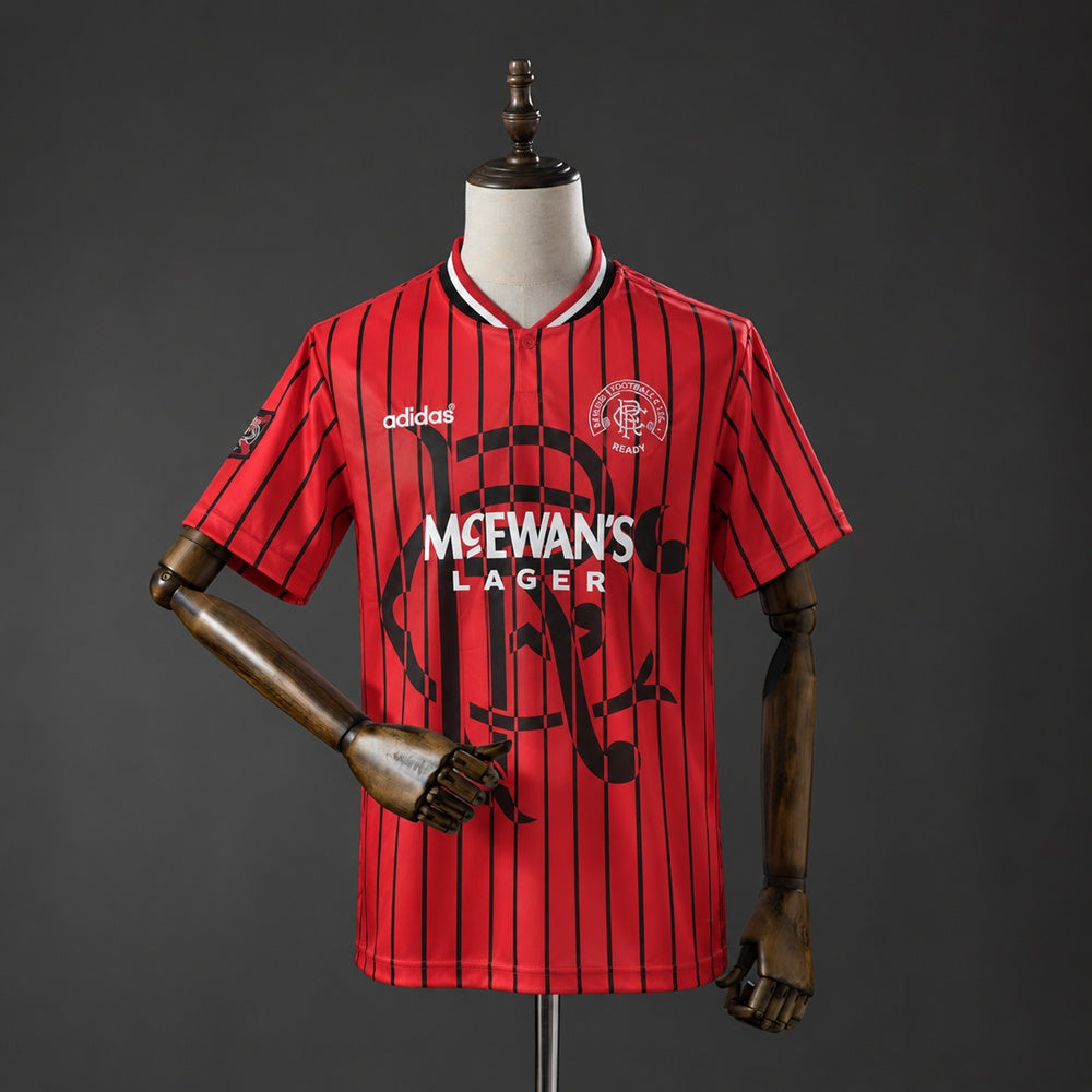 Camisola Rangers FC 1994-95 Alternativa Vermelha Versão Adepto