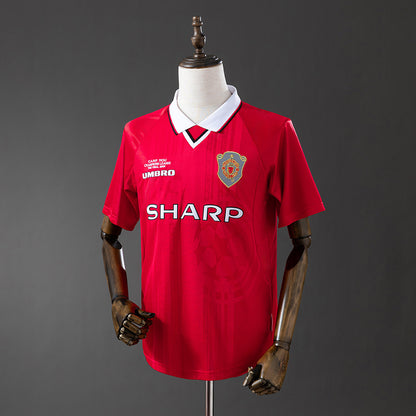 Camisola M-UNITED 1999-00 Principal Final UCL Versão Adepto