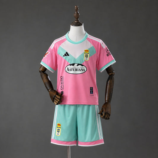 Kit Criança Real Oviedo 2026-27 Alternativo Rosa