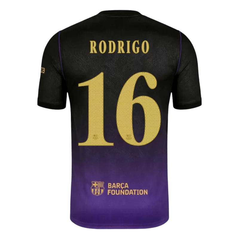 Camisola FC Barcelona 2026-27 Alternativa Roxa UCL Versão Adepto RODRIGO #16