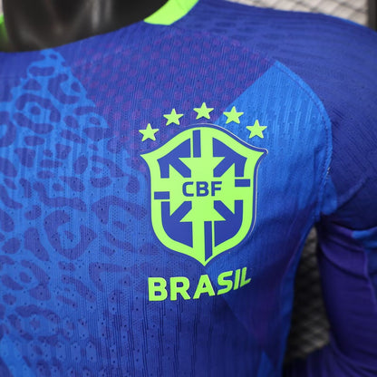 Camisola Manga Comprida Brasil 2025 Alternativa Azul Versão Jogador