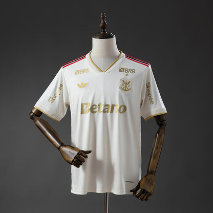 Camisola CR Flamengo 2025-26 Alternativa Amarela Versão Adepto Todos Patrocinadores