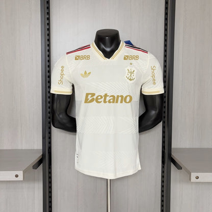 Camisola CR Flamengo 2025-26 Alternativa Amarela Versão Jogador Todos Patrocinadores