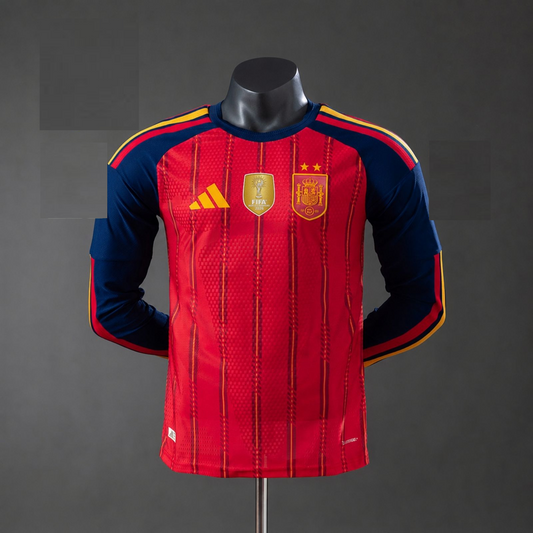 Camisola Manga Comprida Espanha 2026 Principal 2 Estrelas Campeão Versão Jogador