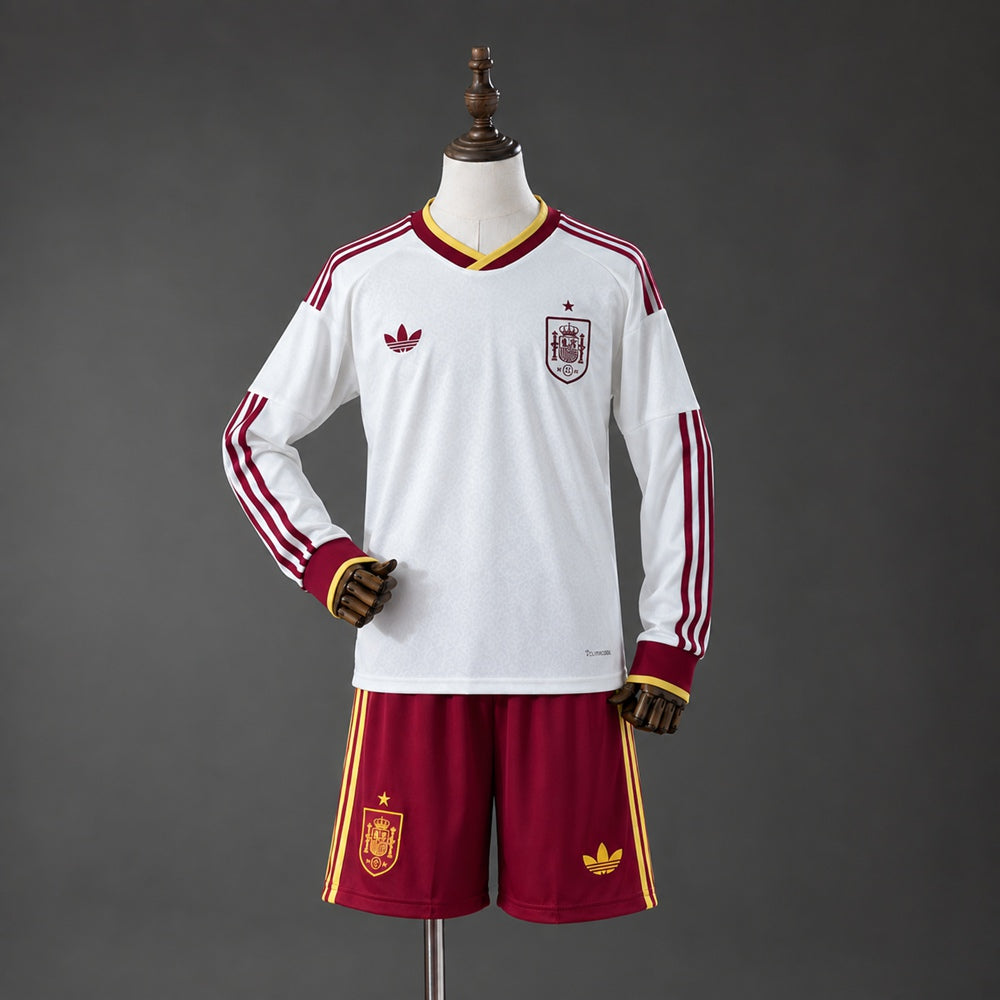 Kit Criança Manga Comprida Espanha 2026 Alternativo Branco