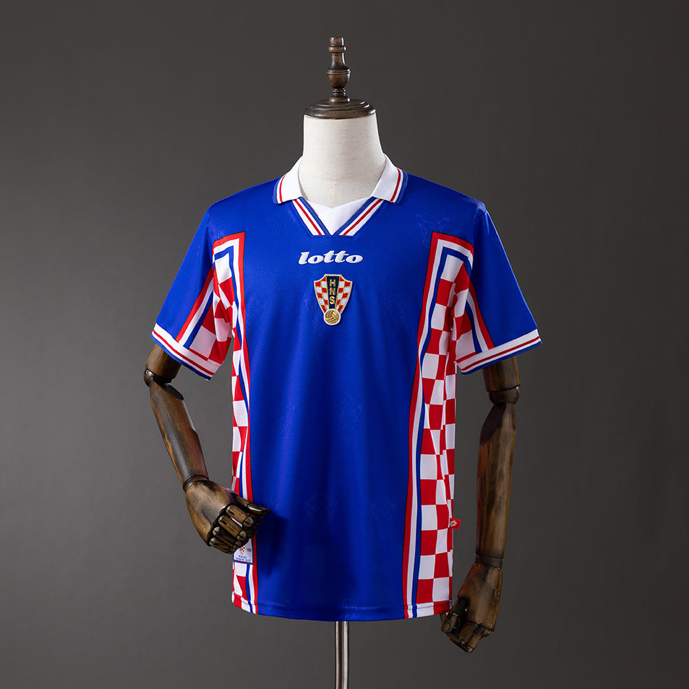 Camisola Croacia 1998 Alternativa Azul Versão Adepto