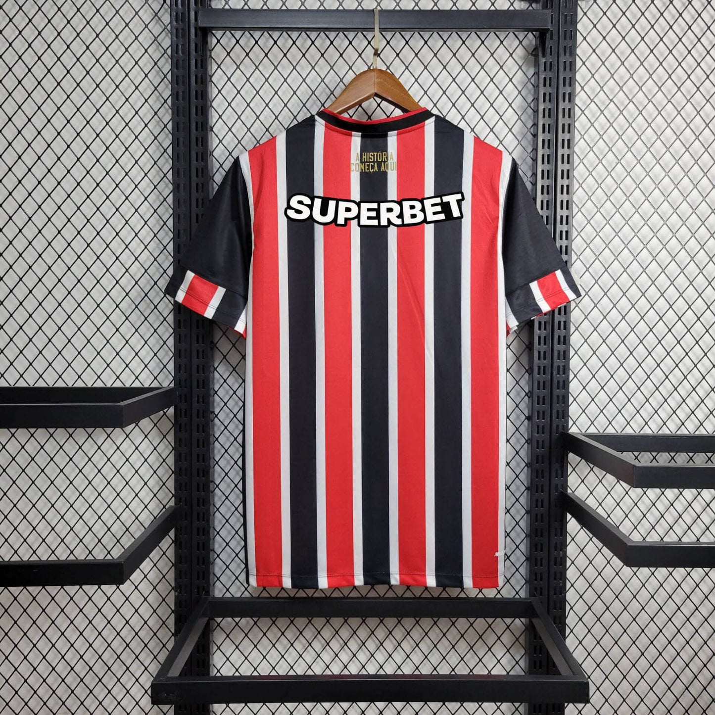 Camisola São Paulo 2024-25 Alternativa Riscas Versão Adepto Todos Patrocinadores