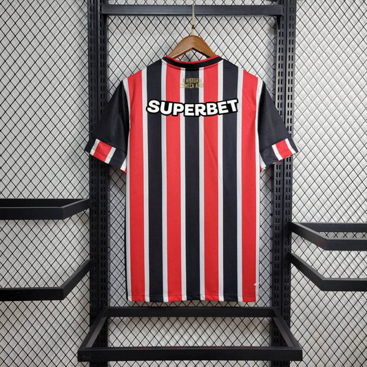 Camisola São Paulo 2024-25 Alternativa Riscas Versão Adepto Todos Patrocinadores