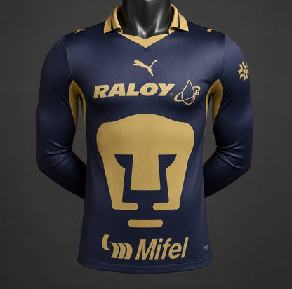 Camisola Manga Comprida UNAM Pumas 2026-27 Alternativa Azul Versão Jogador