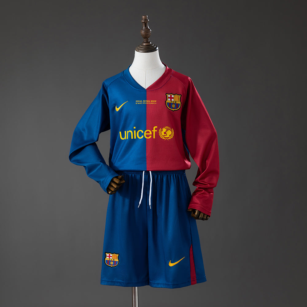 Kit Criança Manga Comprida FC Barcelona 2008-09 Principal Final UCL